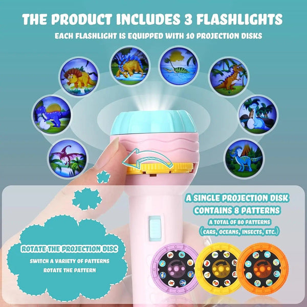 Planet Gates Flashlight Projector Torch Lamp Toy Early Education Cognition Before Bedtime Story Book Puzzle Toys Sleeping Story Book