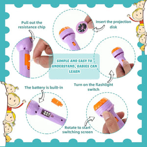 Planet Gates Flashlight Projector Torch Lamp Toy Early Education Cognition Before Bedtime Story Book Puzzle Toys Sleeping Story Book