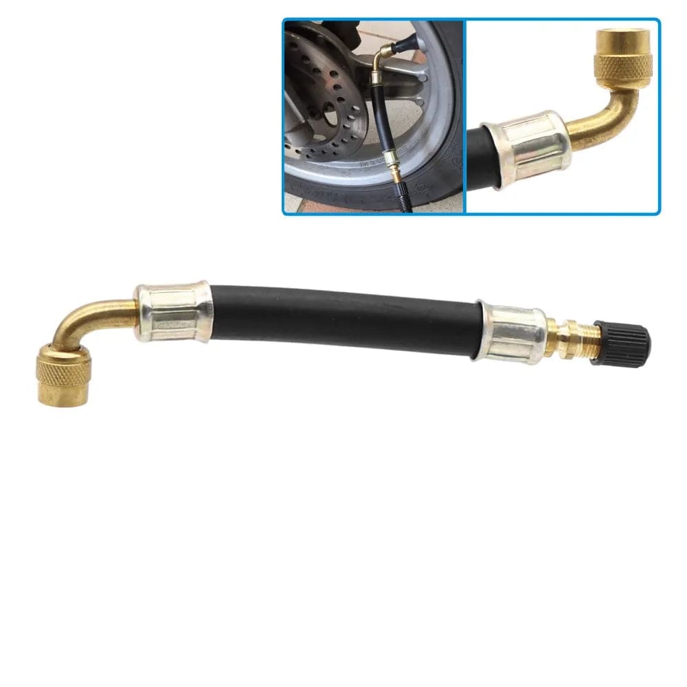Planet Gates Flexible Rubber Valve Extension 90 Degree Bent Swivel End Brass Stem 3 Length 5 8 11 inch Professional Tire Inflation Tool