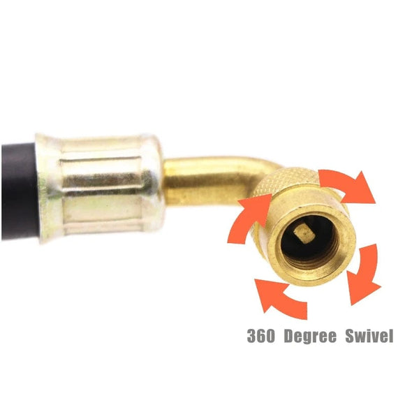 Planet Gates Flexible Rubber Valve Extension 90 Degree Bent Swivel End Brass Stem 3 Length 5 8 11 inch Professional Tire Inflation Tool