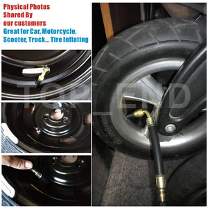 Planet Gates Flexible Rubber Valve Extension 90 Degree Bent Swivel End Brass Stem 3 Length 5 8 11 inch Professional Tire Inflation Tool
