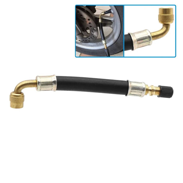 Planet Gates Flexible Rubber Valve Extension 90 Degree Bent Swivel End Brass Stem 3 Length 5 8 11 inch Professional Tire Inflation Tool
