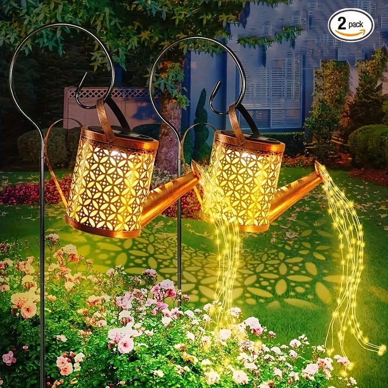 Planet Gates Flowing Water Warm White 2 Pack 2 Pack Solar Lights Outdoor Decorative, Solar Lantern Outdoor Hanging Waterproof Hollowed-Out Design, Decorative Retro Metal Solar Light With Hook For Garden Table Patio Yard Pathway Walkway