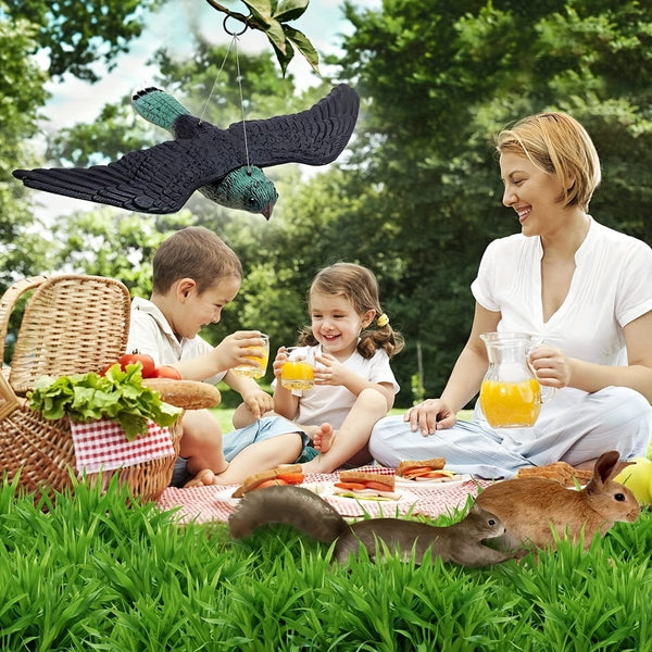 Planet Gates Flying Falcon Lifelike Flying Falcon Decoy - Bird Deterrent With Hanging Strings For Garden Decoration & Outdoor Holiday Decor