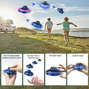Planet Gates Flying Spinner UFO Mini Drone,Flying Spinner Hand Operated Drones Indoor Outdoor Cool Stuff Mini Drones Toys Birthday Gifts