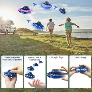 Planet Gates Flying Spinner UFO Mini Drone,Flying Spinner Hand Operated Drones Indoor Outdoor Cool Stuff Mini Drones Toys Birthday Gifts