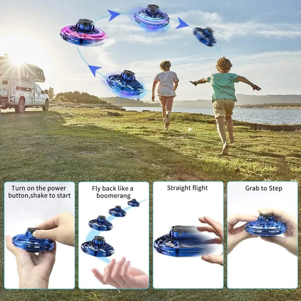 Planet Gates Flying Spinner UFO Mini Drone,Flying Spinner Hand Operated Drones Indoor Outdoor Cool Stuff Mini Drones Toys Birthday Gifts