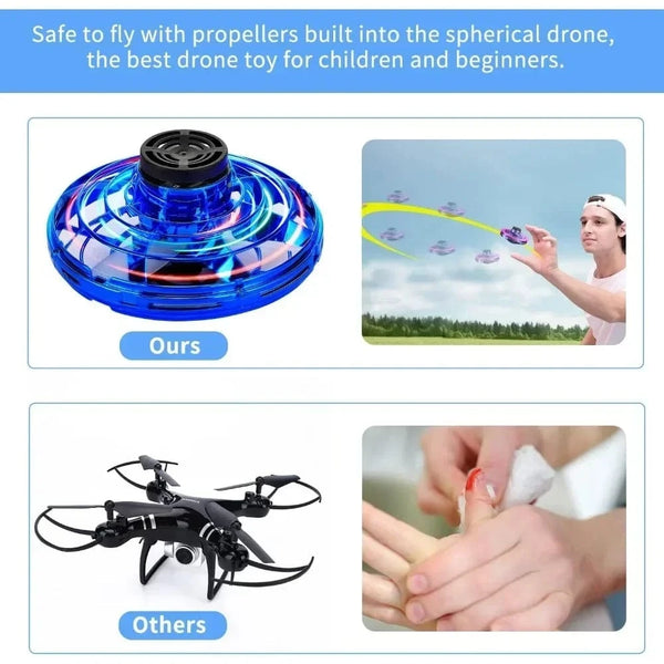 Planet Gates Flying Spinner UFO Mini Drone,Flying Spinner Hand Operated Drones Indoor Outdoor Cool Stuff Mini Drones Toys Birthday Gifts