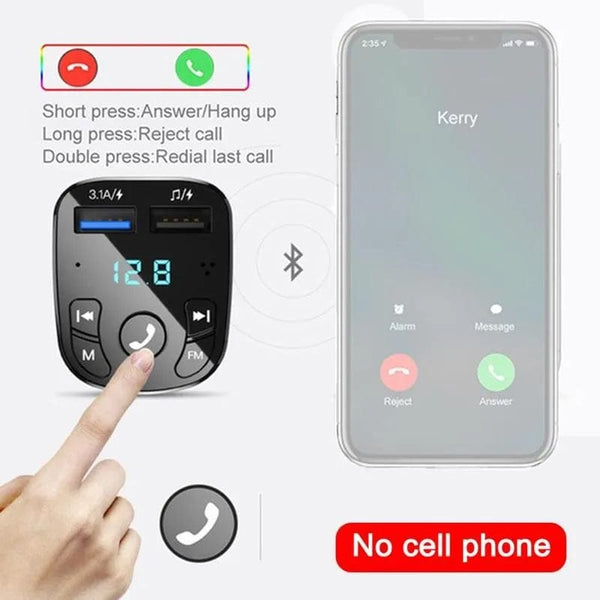 Planet Gates FM Transmitter Bluetooth Wireless Car kit Handfree Dual USB Car Charger 2.1A MP3 Music TF Card U disk AUX Player