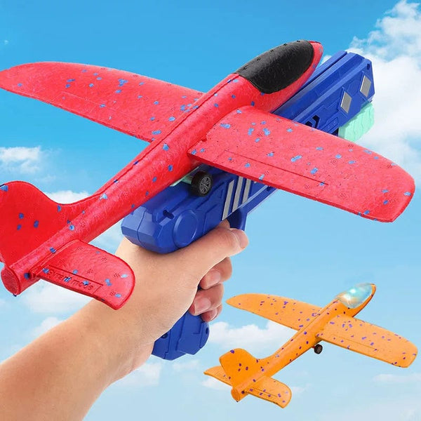 Planet Gates Foam Plane 10M Launcher Catapult Glider Airplane Gun Toy Children Outdoor Game Bubble Model Shooting Fly Roundabout Toys