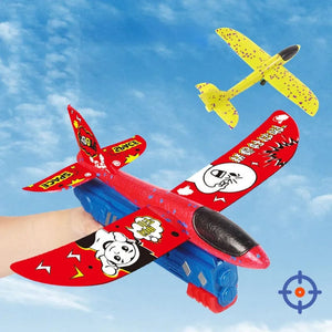 Planet Gates Foam Plane 10M Launcher Catapult Glider Airplane Gun Toy Children Outdoor Game Bubble Model Shooting Fly Roundabout Toys