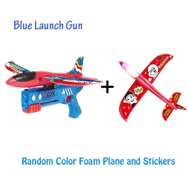 Planet Gates Foam Plane 10M Launcher Catapult Glider Airplane Gun Toy Children Outdoor Game Bubble Model Shooting Fly Roundabout Toys