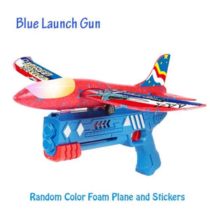 Planet Gates Foam Plane 10M Launcher Catapult Glider Airplane Gun Toy Children Outdoor Game Bubble Model Shooting Fly Roundabout Toys