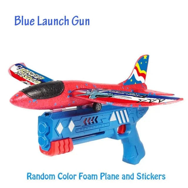 Planet Gates Foam Plane 10M Launcher Catapult Glider Airplane Gun Toy Children Outdoor Game Bubble Model Shooting Fly Roundabout Toys