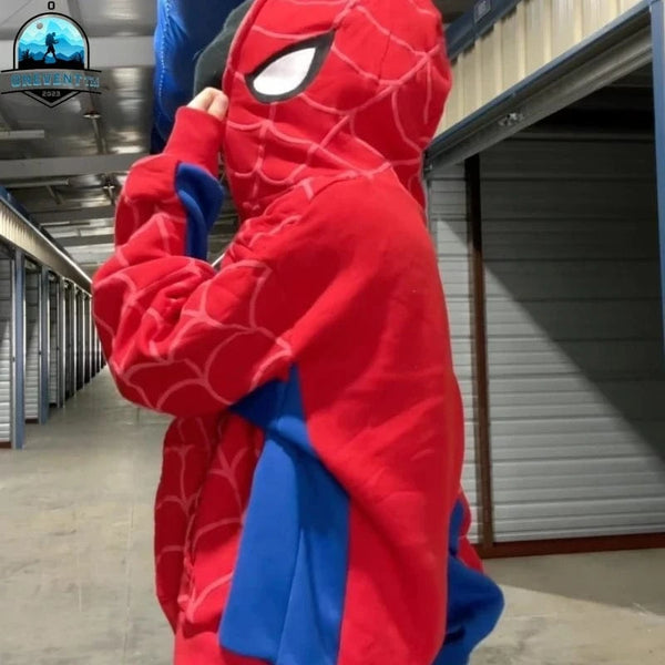 Planet Gates Foam printing Y2k clothing Spider web Red hoodie sweatshirt zipper warm Harajuku punk grunge Women Hip hop sweatshirt Hoodie