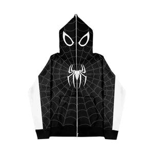 Planet Gates Foam printing Y2k clothing Spider web Red hoodie sweatshirt zipper warm Harajuku punk grunge Women Hip hop sweatshirt Hoodie