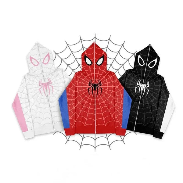 Planet Gates Foam printing Y2k clothing Spider web Red hoodie sweatshirt zipper warm Harajuku punk grunge Women Hip hop sweatshirt Hoodie