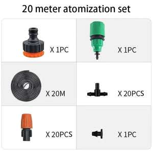 Planet Gates Fog Nozzles Irrigation Kit 5M-20M Garden Automatic Spray Misting Plant Watering System with 4/7 PE Hose and Connector
