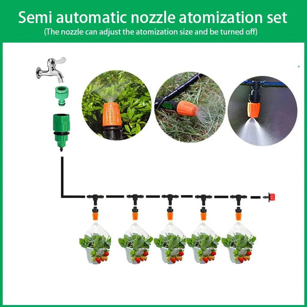 Planet Gates Fog Nozzles Irrigation Kit 5M-20M Garden Automatic Spray Misting Plant Watering System with 4/7 PE Hose and Connector