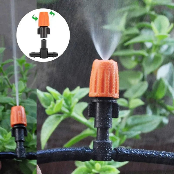Planet Gates Fog Nozzles Irrigation Kit 5M-20M Garden Automatic Spray Misting Plant Watering System with 4/7 PE Hose and Connector