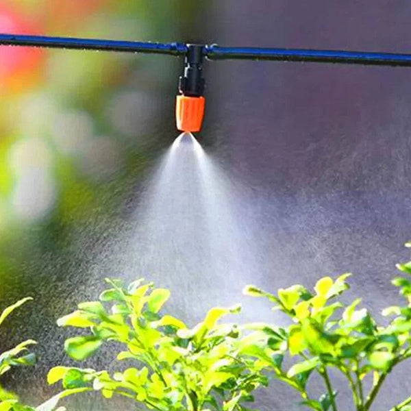 Planet Gates Fog Nozzles Irrigation Kit 5M-20M Garden Automatic Spray Misting Plant Watering System with 4/7 PE Hose and Connector
