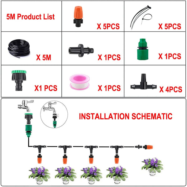 Planet Gates Fog Nozzles irrigation system Portable Misting Automatic Watering 5-40m Garden hose Spray head with 4/7mm tee and connector