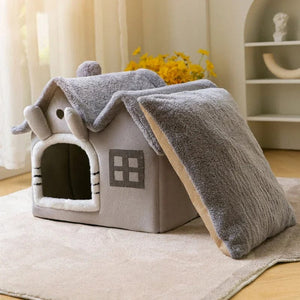 Planet Gates Foldable Cat House Winter Warm Chihuahua Cave Bed Cat Basket for Small Dogs Warm Soft Cat Bed Mat Kennel Puppy House Deep Sleep