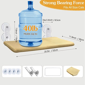 Planet Gates Foldable Cat Window Perch Cordless Cat Window Hammock with 4 Strong Suction Cups Windowsill Cat Beds Seat for Indoor Cats Inside