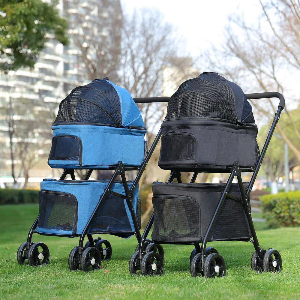 Planet Gates Foldable Pet Stroller 4-Wheel Dog Travel Stroller Pushchair Jogger with Storage Basket for Puppy Cat Pet Suplies Outdoor
