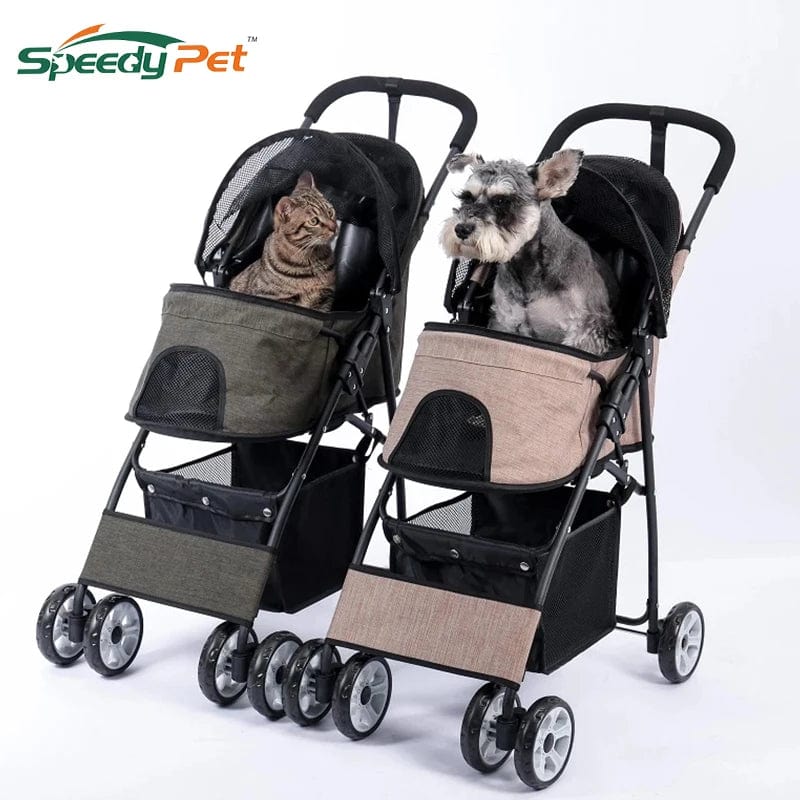 Planet Gates Foldable Pet Stroller 4-Wheel Dog Travel Stroller Pushchair Jogger with Storage Basket for Puppy Cat Pet Suplies Outdoor