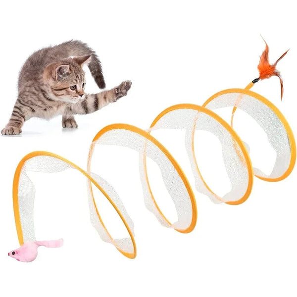 Planet Gates Folded Cat Tunnel S Type Cats Tunnel Spring Toy Mouse Tunnel With Balls And Crinkle Cat Outdoor Cat Toys For Kitten Interactive