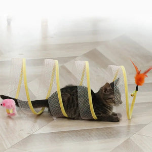 Planet Gates Folded Cat Tunnel S Type Cats Tunnel Spring Toy Mouse Tunnel With Balls And Crinkle Cat Outdoor Cat Toys For Kitten Interactive