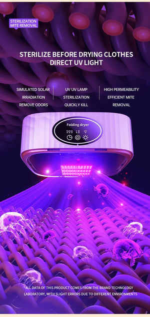 Planet Gates Folded Electric Clothes Dryer Smart Drying Rack Hang Ultraviolet Dryer Machine Portable Travel Warm Air Dryer 220V/110V For Home