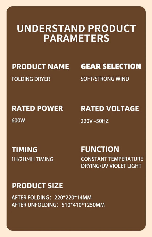 Planet Gates Folded Electric Clothes Dryer Smart Drying Rack Hang Ultraviolet Dryer Machine Portable Travel Warm Air Dryer 220V/110V For Home