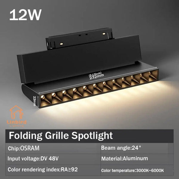 Planet Gates FoldGrilleSpot12w / ZIGBEE Smart Magnetic Track Rail Light System Modern Flexible Fixture LED Spotlight DC48V Ceiling Indoor Light Smart Home Lamp Living