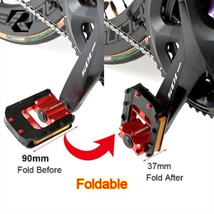 Planet Gates Folding Bike Pedals Foldable Pedal MTB Road Bike Road Bike Anti-Skid Reflective Sealed Bearing Cr-Mo Universal Pedals 9/16