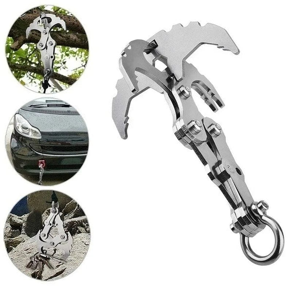 Planet Gates Folding Gravity Grab Hook Outdoor Rock Climbing Rescue Claw Survival Mountaineering Hook Tool Multifunctional Stainless Steel