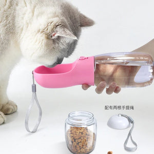 Planet Gates Food Grade material 2 in 1 Portable Pet Dog Water and Food Bottle for Walking Feeder for Dogs Drinking Bottle