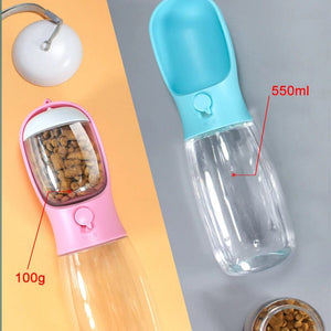 Planet Gates Food Grade material 2 in 1 Portable Pet Dog Water and Food Bottle for Walking Feeder for Dogs Drinking Bottle
