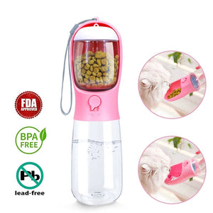 Planet Gates Food Grade material 2 in 1 Portable Pet Dog Water and Food Bottle for Walking Feeder for Dogs Drinking Bottle