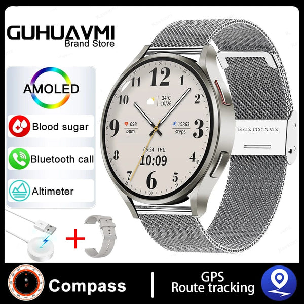 Planet Gates For Galaxy Watch 6 / Silver 2024 New For Samsung Galaxy Watch 6 Classic Smart Watch Men Women Custom Dial HD AMOLED Voice Call NFC GPS Tracker Sport Watches