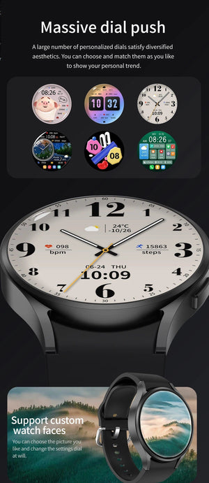 Planet Gates For Galaxy Watch 6 / Silver 2024 New For Samsung Galaxy Watch 6 Classic Smart Watch Men Women Custom Dial HD AMOLED Voice Call NFC GPS Tracker Sport Watches