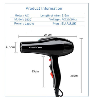 Planet Gates For hairdresser and hair salon long wire EU Plug Real 2300w power professional blow dryer salon Hair Dryer hairdryer