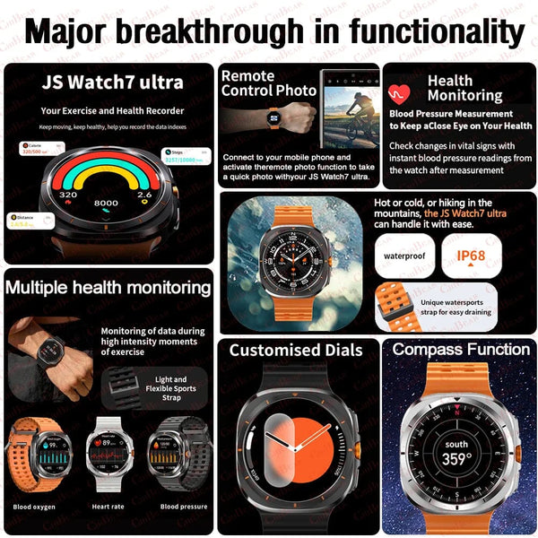 Planet Gates For Samsung Galaxy Watch Ultra NFC GPS Track Compass Smart Watch Men 1.43 Inch AMOLED Always Display Screen BT Call Smartwatch