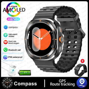 Planet Gates For Samsung Galaxy Watch Ultra NFC GPS Track Compass Smart Watch Men 1.43 Inch AMOLED Always Display Screen BT Call Smartwatch