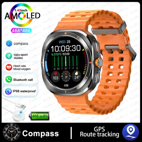 Planet Gates For Samsung Galaxy Watch Ultra NFC GPS Track Compass Smart Watch Men 1.43 Inch AMOLED Always Display Screen BT Call Smartwatch