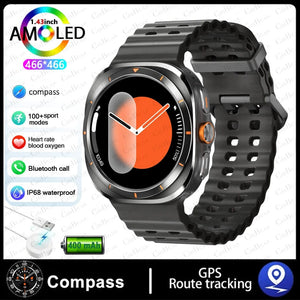 Planet Gates For Samsung Galaxy Watch Ultra NFC GPS Track Compass Smart Watch Men 1.43 Inch AMOLED Always Display Screen BT Call Smartwatch