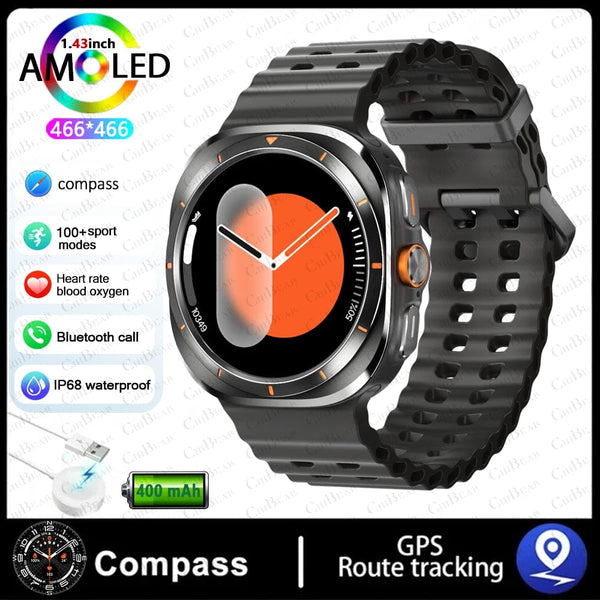 Planet Gates For Samsung Galaxy Watch Ultra NFC GPS Track Compass Smart Watch Men 1.43 Inch AMOLED Always Display Screen BT Call Smartwatch