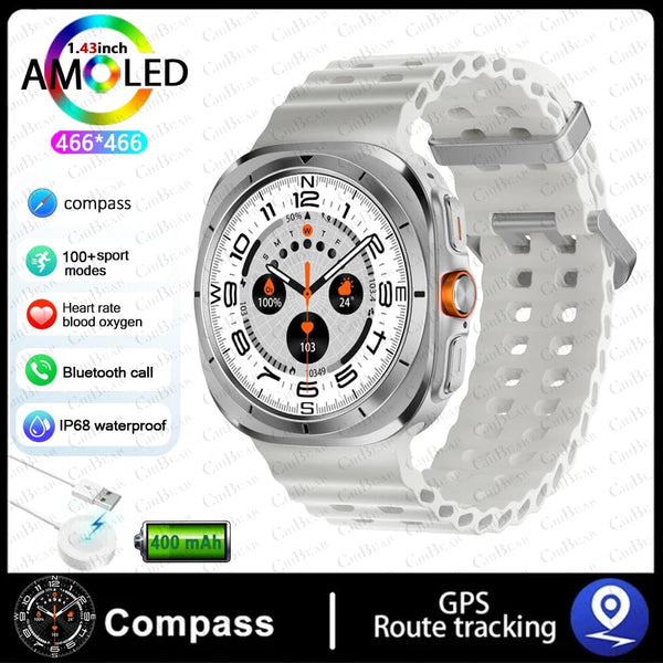 Planet Gates For Samsung Galaxy Watch Ultra NFC GPS Track Compass Smart Watch Men 1.43 Inch AMOLED Always Display Screen BT Call Smartwatch