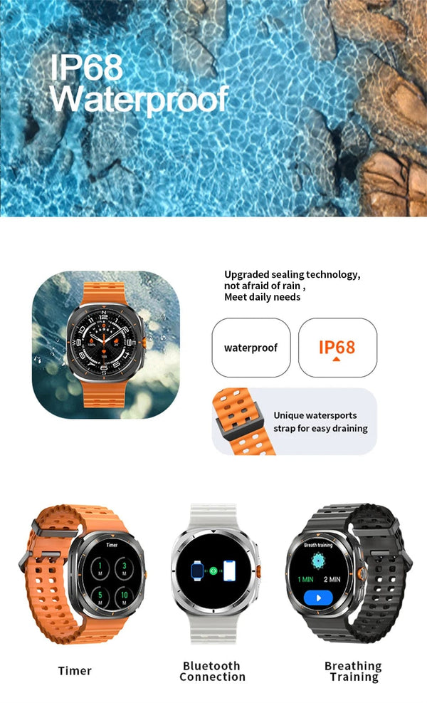 Planet Gates For Samsung Galaxy Watch Ultra NFC GPS Track Compass Smart Watch Men 1.43 Inch AMOLED Always Display Screen BT Call Smartwatch